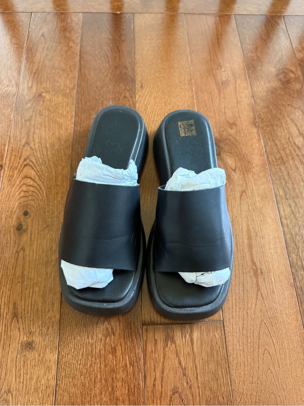 Vintage square toe platform black sandals - Picture 1 of 4